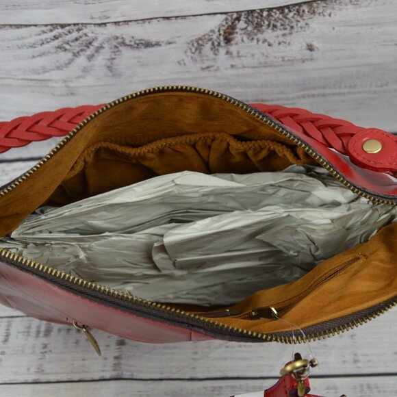 Patricia Nash Lilia Rosewood Large Leather Hobo Crossbody w/ Braided Handle NEW - Picture 12 of 16